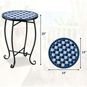 Tavolino Laterale in Metallo Blu da 14 Pollici per Interni ed Esterni, Base a X, Resistente, Supporto per Piante, per Patio, Giardino, Soggiorno, Tavolino Decorativo - Product Image 2