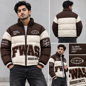 Custom <b>Men's</b> Puffer <b>Jackets</b> Embroidered Letter Logo Windproof Winter Casual Outerwear Warm Insulated Streetwear <b>Jackets</b> Supplier - Product Image 4
