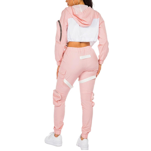 New Arrival Women's Nylon Two Piece Set Tracksuit Custom Logo And Design Windbreaker <b>Zipper</b> <b>Jacket</b> And Trouser Nylon Tracksuits - Product Image 2