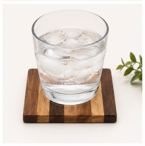 Handcrafted Striped Solid Wood Coasters Set Of 4 Premium <b>Walnut</b> and Acacia Dual-Tone Square Drink Coasters For <b>Coffee</b> <b>Table</b> Mats - Product Image 6