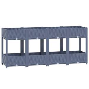 Grand bac à plantes surélevé en polypropylène bleu gris durable, pots et jardinières résistants - Product Image 2