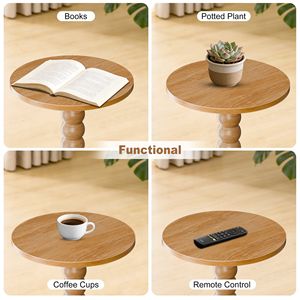Table de chevet en bois massif avec pieds, petite table à boissons pour salon, chambre, bureau, naturelle - Product Image 3