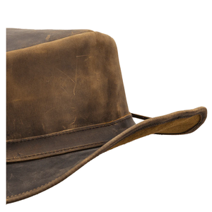 Sombrero de Vaquero de Cuero Vintage Unisex, Color Sólido, Cuero Genuino Curtido, Ala Ancha - Product Image 4