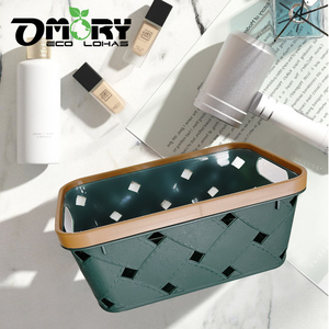 OMORY Rectangular Plastic Storage <b>Bin</b> White Green Stackable Minimalist Design for Sundries 5L Capacity - Product Image 3