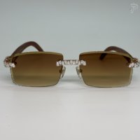 Lunettes de soleil de luxe sans monture avec verres dégradés marron, monture en diamant Moissanite taille poire VVS, style Hip Hop, lunettes de mode modernes
