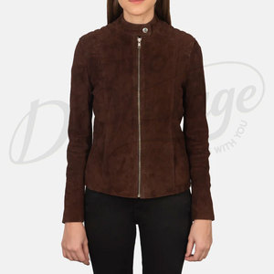Women Geniune <b>Suede</b> Laether brown Leather Real Sheep Skin Leather Motorcycle <b>Jacket</b> For Women Custom Women Black Leather <b>Jacket</b> - Product Image 4