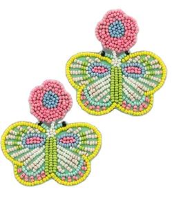 Latest Fancy <b>Butterfly</b> Drop Earrings with Handmade Seed <b>Beads</b> Embroidery in Multicolor Trendy Design Unisex Stylish - Product Image 3