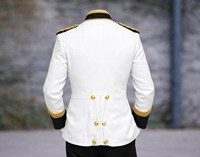 Blouson Bomber Unisexe Blanc Formel d'Hiver avec Épaulettes Brodées, Manches Classiques, Simple Boutonnage, Coupe Ajustée, Doublure en Laine Respirante
