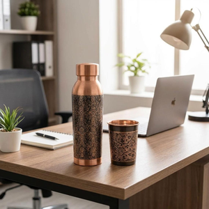 Luxury Copper <b>Water</b> <b>Bottle</b> for Gym Yoga School Kids Men <b>Large</b> Capacity & Eco-Friendly - Product Image 3