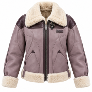 Plum Purple <b>Womens</b> Shearling <b>Coat</b> Winter Warm <b>Sherpa</b> Lined Leather Jacket Ladies Buckle Collar Zip Up Heavy Outerwear Garment - Product Image 1