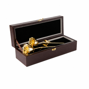 Rosa de lujo de 24 quilates chapada en oro, rosa real preservada, flor bañada en oro para ella, regalo de rosa dorada para aniversario o San Valentín. - Product Image 2