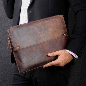 Housse pour ordinateur portable en cuir véritable, motif imprimé, personnalisable avec logo, pour voyages d'affaires, luxe - Product Image 5