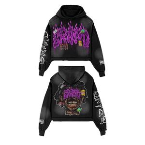 Vente en gros Sweat à capuche en coton surdimensionné unisexe Top d'hiver à bords coupés avec bouffée Street Wear sérigraphie personnalisée Hommes 100% coton à capuche - Product Image 1