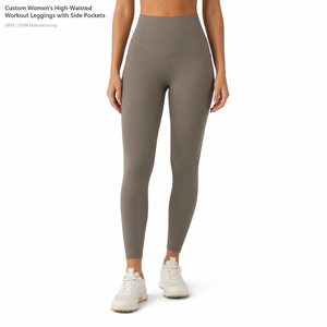 Leggings Deportivos de Cintura Alta Personalizados para Mujer con Bolsillos Laterales, Pantalones de Yoga y Gimnasio de Nailon y Spandex de Secado Rápido - Product Image 1