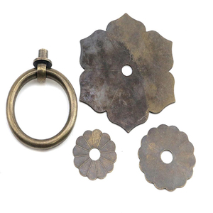 Bitray Drop Ring Knobs <b>Antique</b> Bronze Tone Ring Pulls Flower Shape Dresser Drawer Cabinet Pulls Metal Knobs - Product Image 6