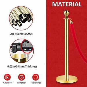 Postes de puntal de acero inoxidable dorado de 5 pies/1,5 M, cuerda de terciopelo, alfombra roja, 4 Uds., barreras de seguridad para fiestas, suministros elegantes para fiestas - Product Image 4