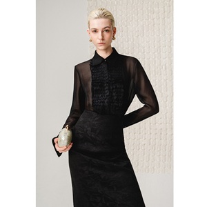 Ready To Ship Women <b>Tops</b> And Blouses LYRIEL CUPRO SHIRT Lyriel Korean Cupro Vietnam Handcrafted Frayed Detail Elegant Shirts - Product Image 2