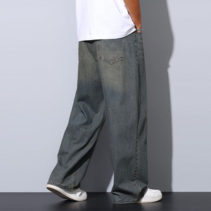 Jean baggy droit pour homme, taille haute, respirant, coupe ample, en denim, pour l'été et l'hiver, style streetwear - Product Image 2