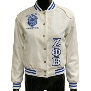 Zeta Phi Beta Sorority Varsity Jacket Women Blue Embroidered Greek Letter College Wear Full Sleeve Turn-down Collar - Product Image 2