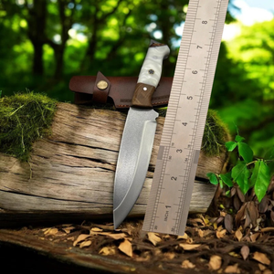 Cuchillo de caza y camping de hoja fija de grado industrial OEM, de acero inoxidable con mango de madera, espiga completa, punta recta, para exteriores. - Product Image 6