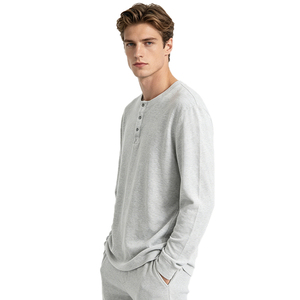 <b>Men's</b> Regular Fit Long Sleeve Button Up <b>Henley</b> Shirt Solid Color Knitted Cotton Casual <b>Top</b> Autumn Wear - Product Image 6