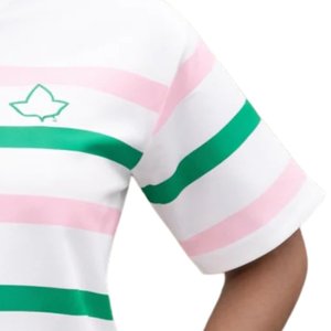 Ensemble court rayé AKA pour femme, tenue deux pièces, haut et short, rose, vert, blanc, décontracté, élégant, vêtements d'été - Product Image 2