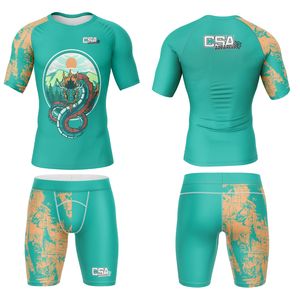 Traje de Compresión para Hombre con Diseño Elegante y Estampado por Sublimación, Tela Transpirable de Excelente Calidad, Conjunto de Rashguard de Manga Larga para MMA - Product Image 1