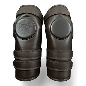 Genouillères en cuir élastique de haute qualité à 3 sangles pour l'équitation, respirantes et rembourrées pour une protection confortable des genoux - Product Image 2