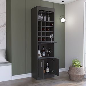 Mobile bar nero a due ante Kava con 16 portabottiglie integrati e due ripiani - Product Image 6