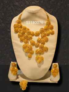 Parure de bijoux de mariage et de fiançailles pour femme AWAIS HOUSE, collier en laiton plaqué or 6 grammes, serti de diamants à griffes, style hip-hop infini - Product Image 5