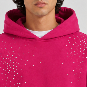 Sudadera con Capucha de Hombre de Gran Tamaño con Pedrería, Diseño Personalizado al por Mayor, Sudaderas con Capucha de Hombre de Manga Larga de Alta Calidad con Pedrería - Product Image 3