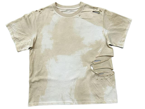 Distressed Acid Washed Breathable 100% Cotton Baggy Shirt Ripped O-Neck Short Sleeve OEM <b>Drop</b> Shoulder Loose Fit Oversized Hip - Product Image 1