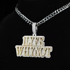 <b>Initials</b> Letter <b>Pendant</b> Moissanite Hip Hop <b>Pendant</b> Iced Out <b>Pendant</b> Rapper Bling Bust Down <b>Pendant</b> Pass Diamond Tester <b>Pendant</b> - Product Image 2