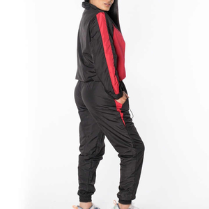 Conjunto de 2 piezas para mujer al por mayor, informal de invierno, transpirable, talla grande, cortavientos liso, chándal de longitud completa con cordón y forro de malla - Product Image 5