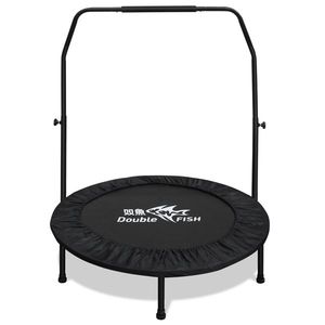 Mini trampoline de fitness rectangulaire noir de haute qualité avec poignée en mousse réglable, 10 pieds, 12 pieds, supporte 400 lb - Product Image 1