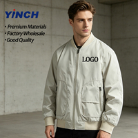 Veste bomber d'automne pour homme, en matériaux de qualité supérieure, avec logo personnalisé, design simple et couleur unie, idéale pour le travail en extérieur