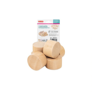 Cylindres en bois Ilan 25x15mm, 6 pièces, rondelles en bois pour artisanat - Product Image 1