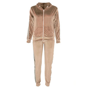 Autumn Women Velour Tracksuit Set 2 Piece Pink Crop <b>Top</b> Jogger Pants Lightweight Breathable Windproof Sportswear Custom OEM - Product Image 3