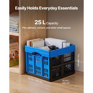 25L <b>Plastic</b> Collapsible Storage Bins 3 Pack Stackable Folding Storage Crates Handles Foldable He Fabric <b>Baskets</b> Bins Holds Bin - Product Image 3