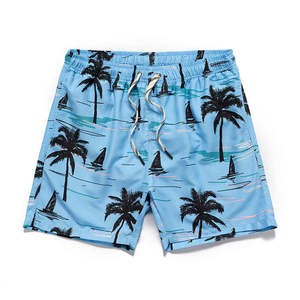 Summer Casual <b>Men</b> Beach Sports Swim <b>Trunks</b> Breathable Eco-Friendly Quick Dry Drawstring Closure Mid Waist Loose Knit Straight - Product Image 1