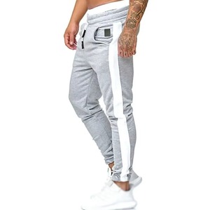 Pantalon de survêtement gris pour homme avec bande latérale blanche, taille élastique, décontracté, séchage rapide, imperméable, respirant, en toile, pour l'hiver - Product Image 4