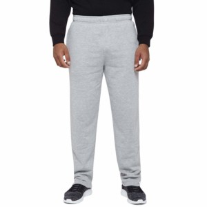 Pantalon de jogging droit gris en coton pour homme Falcon Enterprises, taille élastique avec cordon de serrage, poches latérales, décontracté, respirant, mi-lourd, tricoté - Product Image 1