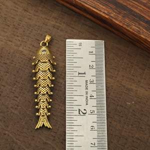 Pendentif Breloque Poisson Plaqué Or Antique, Forme Animale en Laiton Vintage, Bijou Unisexe Tendance - Product Image 4