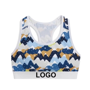 Soutien-gorge de sport pour femme imprimé, respirant, maintien moyen, haut de yoga, logo imprimé par sublimation sur le bas, qualité supérieure - Product Image 1