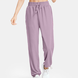Pantalon de jogging lavande taille haute pour femme, coupe ample, cheville élastiquée, couleur unie, respirant, confortable - Product Image 5