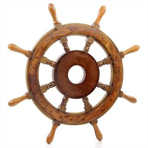 Handcrafted Wooden Ship Wheel Wall <b>Decor</b> | <b>Nautical</b> Maritime Steering Wheel | Vintage Marine Style Home Decoration - Product Image 3