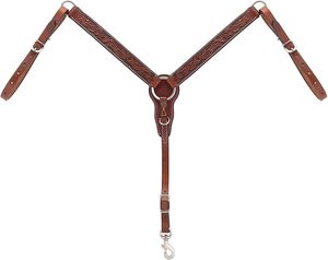 Western Horse <b>Leather</b> Tack Set Floral <b>Tooled</b> Headstall Breast Collar with Reins Handmade Equestrian Riding Tack - Product Image 3