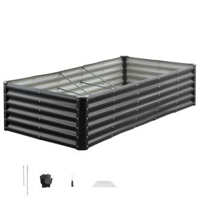 Fioriera Rialzata da Esterno in Metallo Zincato 6 x 3 x 1,4 piedi, Grande Vaso per Piante con Fondo Aperto, Modello INS - Product Image 1