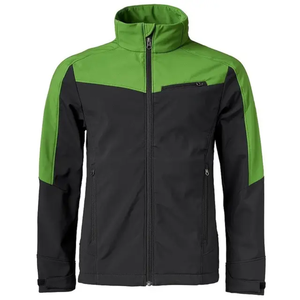 เสื้อแจ็คเก็ตผู้ชายกันลมแบบ Softshell สีสันตัดกัน คอตั้ง ปิดด้วยซิป ทรงปกติ สไตล์สปอร์ตสำหรับฤดูใบไม้ร่วง สีดำเขียว ผลิตจากโพลีเอสเตอร์ - Product Image 1