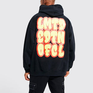 Sweat-shirt à capuche noir coupe classique personnalisé, en molleton épais de qualité supérieure, écologique, unisexe, style streetwear - Product Image 1